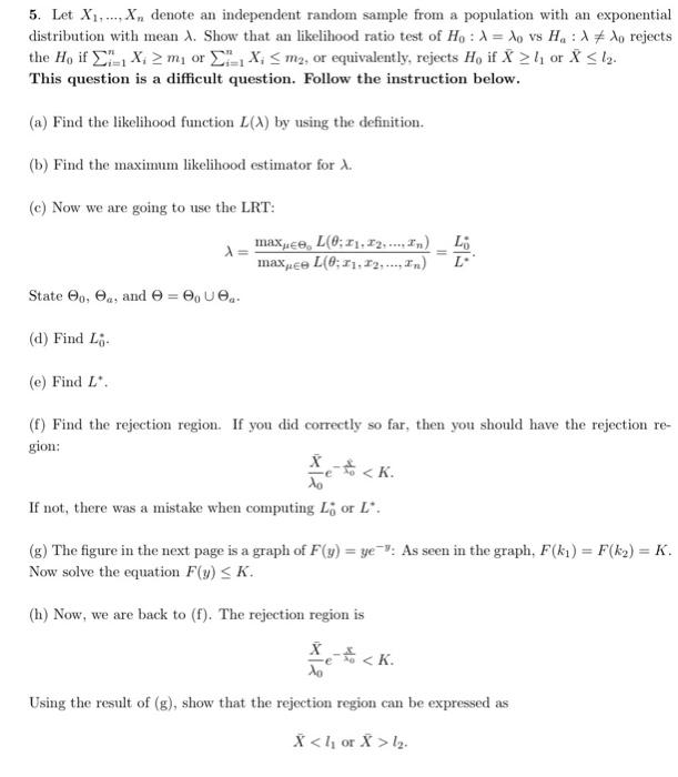 Solved 5. Let X1,…,Xn denote an independent random sample | Chegg.com