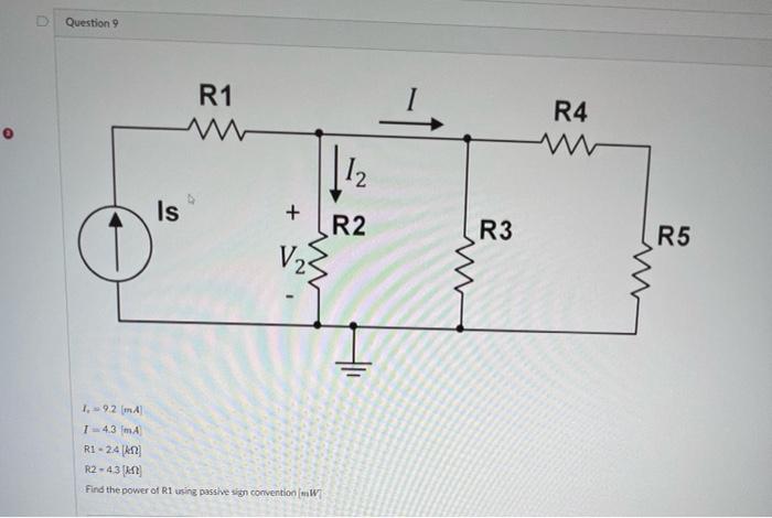 Solved D Question 6 Ι 1 + R1 =Vs R2 2kΩ R3 3kΩ R4 4ΚΩ Η |- | Chegg.com
