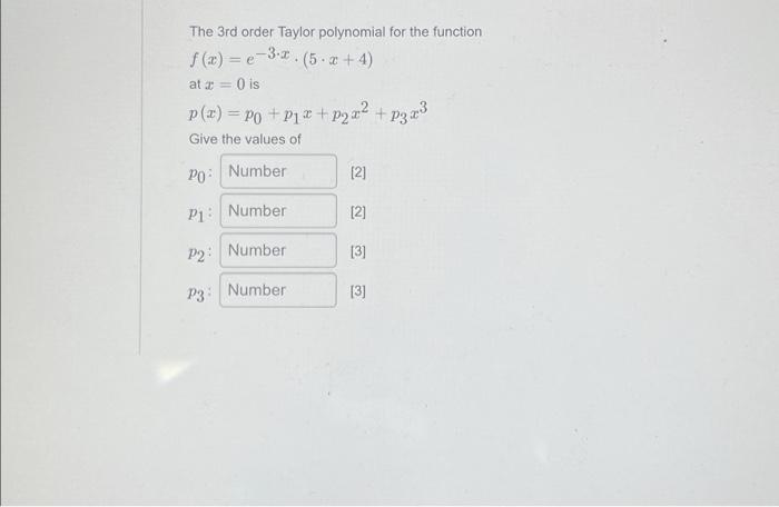 Solved The 3rd order Taylor polynomial for the function ƒ | Chegg.com