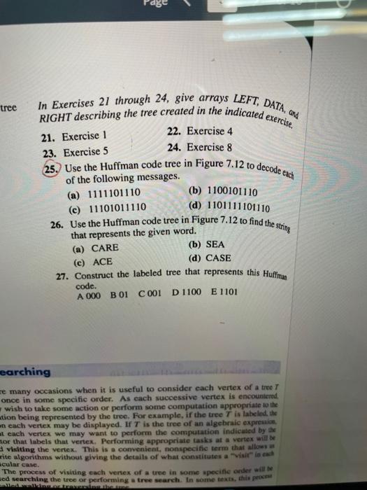 In Exercises 21 through 24, give arrays LEFT, DATA, | Chegg.com