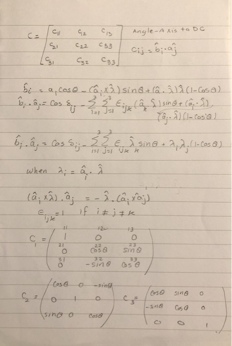 Solved The Trace Of The Direction Cosine Matrix C Of A Si Chegg Com