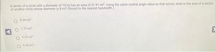 area of a sectot