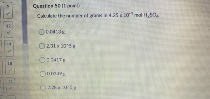4 Grams Number Solved a Question 50 (1 point) Calculate the number of grams | Chegg.com