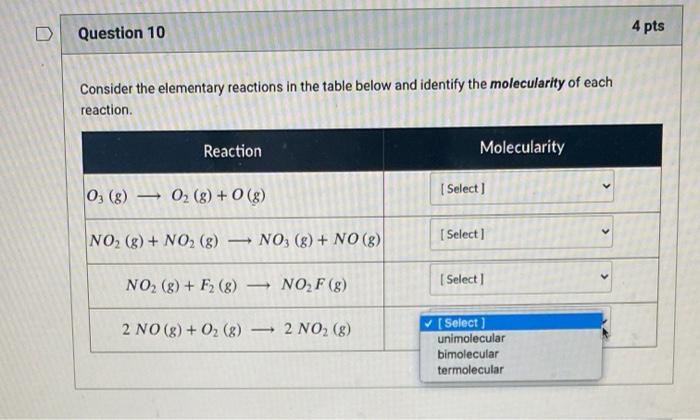 Solved U Question 10 4 pts Consider the elementary reactions | Chegg.com