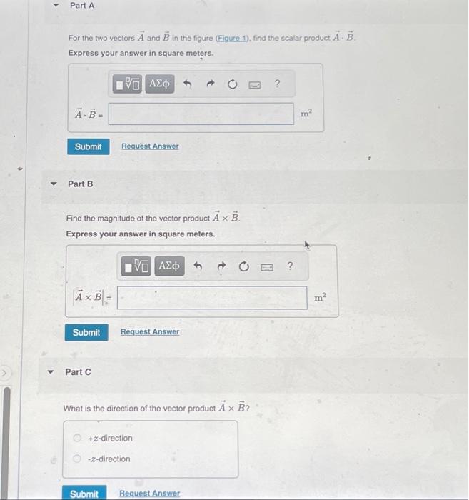 Solved For the two vectors A and B in the figure (Figure 1 | Chegg.com