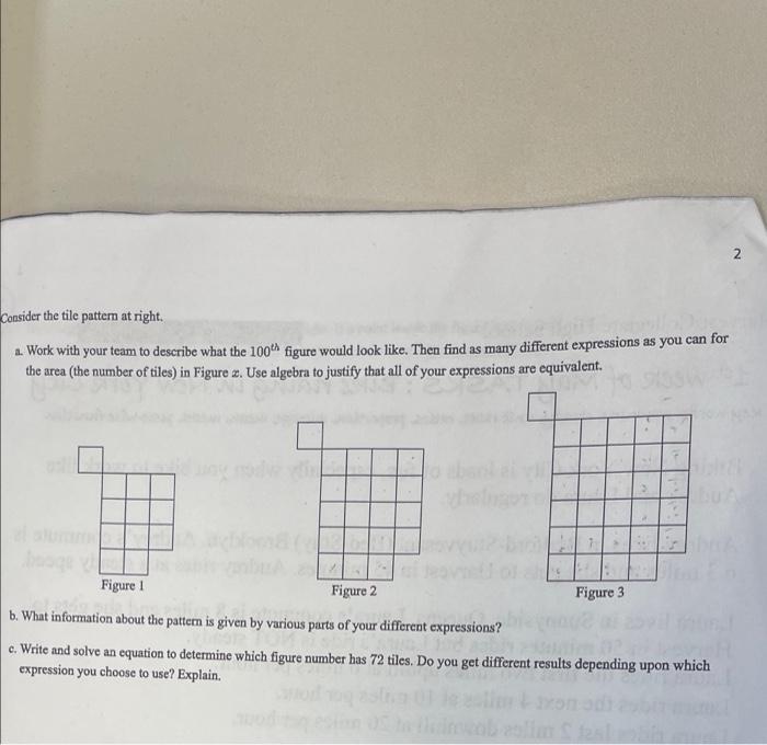 Solved 2 Consider the tile pattern at right. 1. Work with | Chegg.com