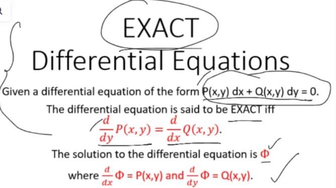 Solved Can you solve this using exact differential | Chegg.com