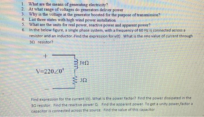 Solved 1. What Are The Means Of Generating Electricity? 2. | Chegg.com