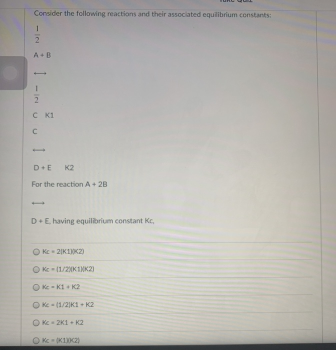 Solved Consider the following reactions and their associated | Chegg.com