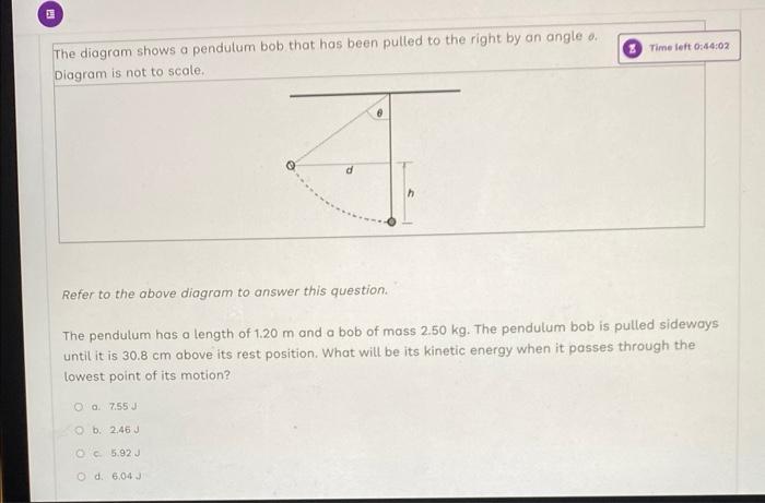 Solved The Diagram Shows A Pendulum Bob That Has Been Pulled | Chegg.com