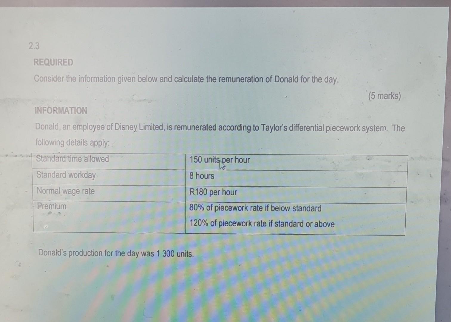 Solved 2.3 REQUIRED Consider the information given below and | Chegg.com