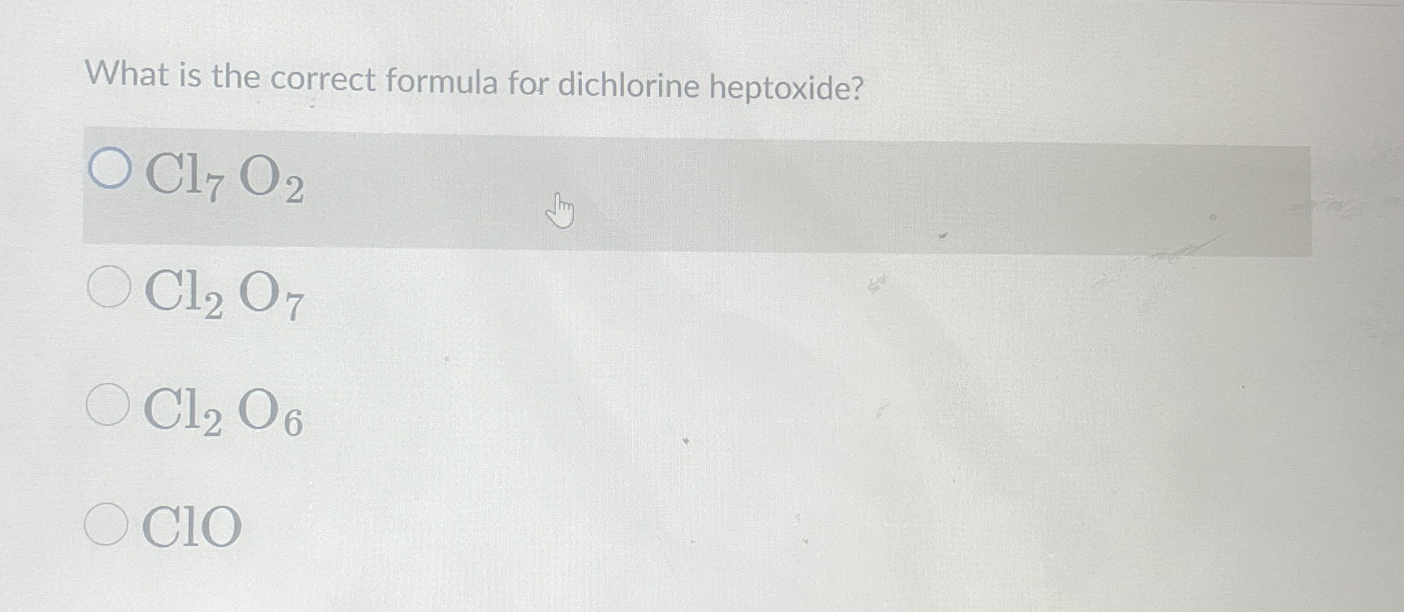 Solved What is the correct formula for dichlorine | Chegg.com
