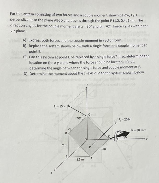 Solved For the system consisting of two forces and a couple | Chegg.com