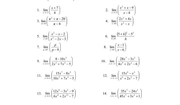 Solved Find each of the following limits. If a limit does | Chegg.com