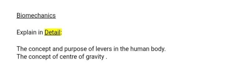 Solved Biomechanics Explain in Detail: The concept and | Chegg.com
