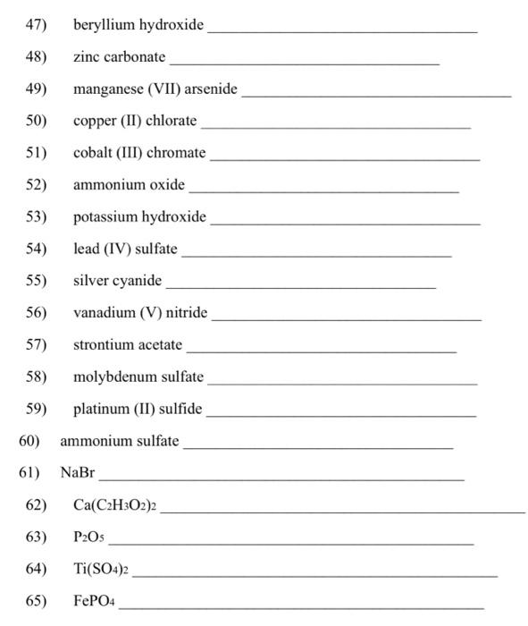 Solved Write the formulas for the following ionic compounds: | Chegg.com