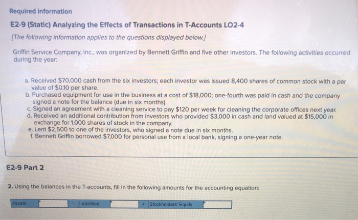 Solved Required information E2-9 (Static) Analyzing the | Chegg.com
