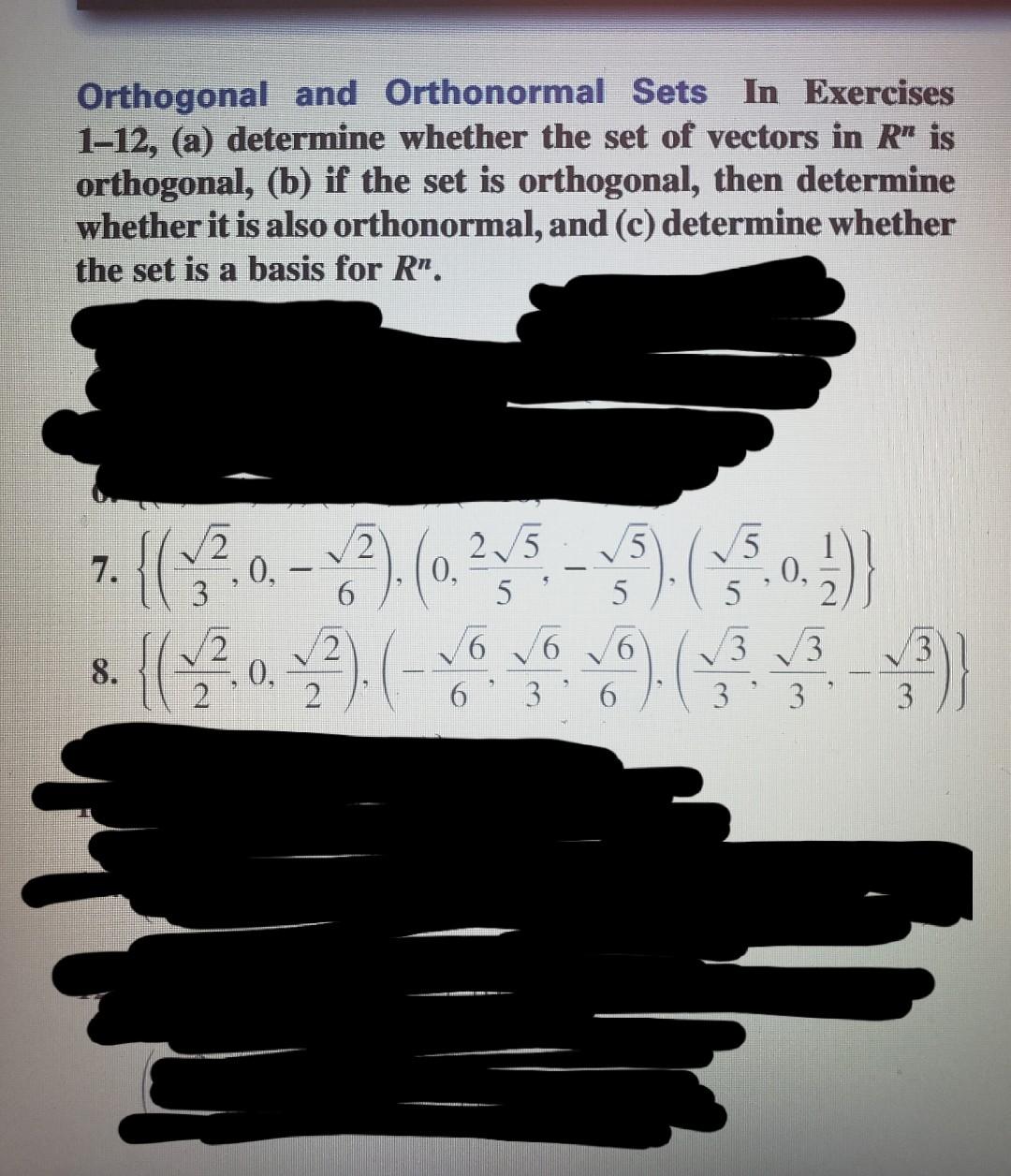 Solved Orthogonal and Orthonormal Sets In Exercises 112,