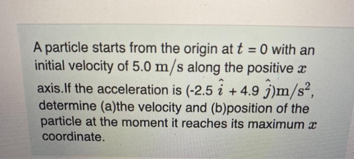 Solved A particle starts from the origin at t = 0 with an | Chegg.com