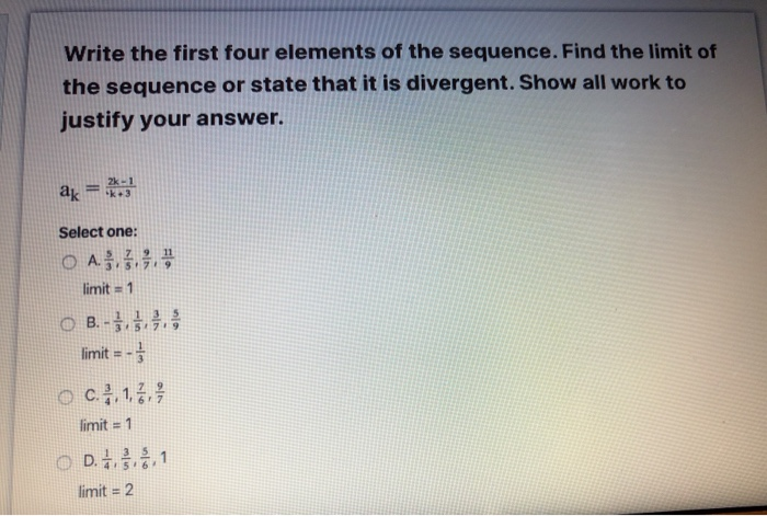 Solved Write the first four elements of the sequence. Find | Chegg.com