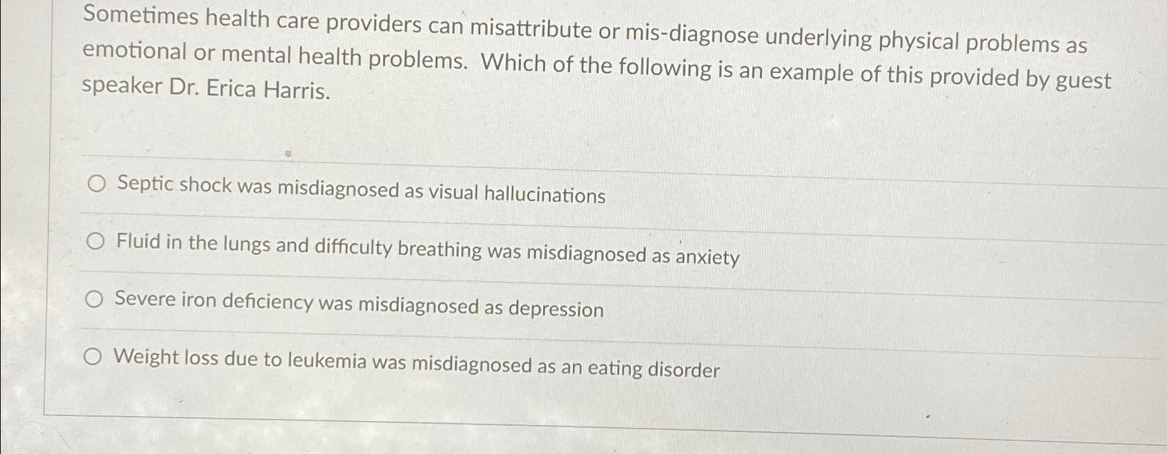 Solved Sometimes health care providers can misattribute or | Chegg.com