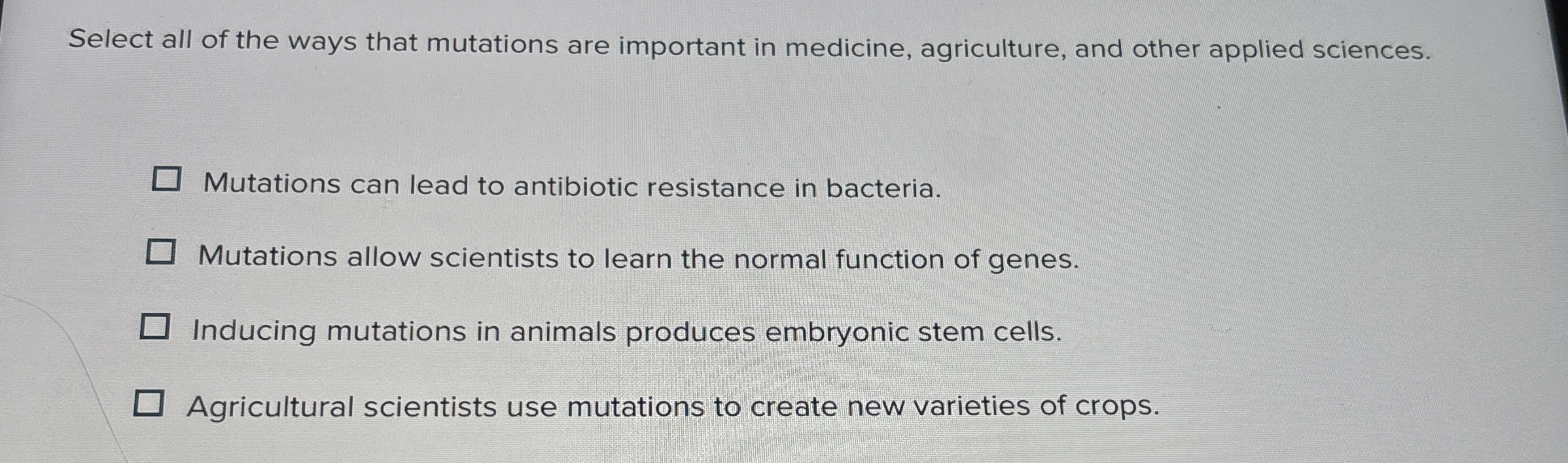 Solved Select all of the ways that mutations are important | Chegg.com
