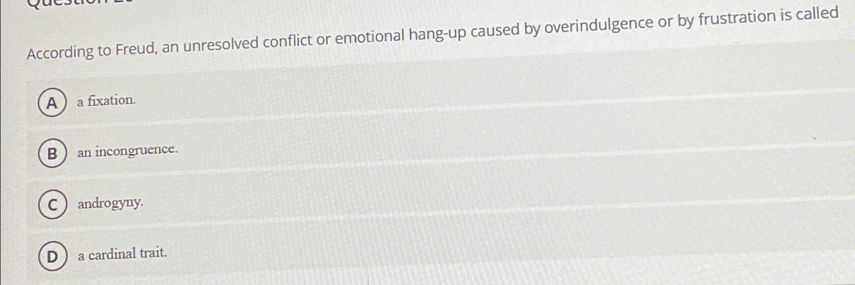 Solved According to Freud, an unresolved conflict or
