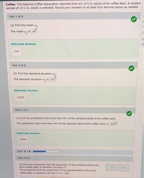 Solved Coffee The National Coffee Association reported that