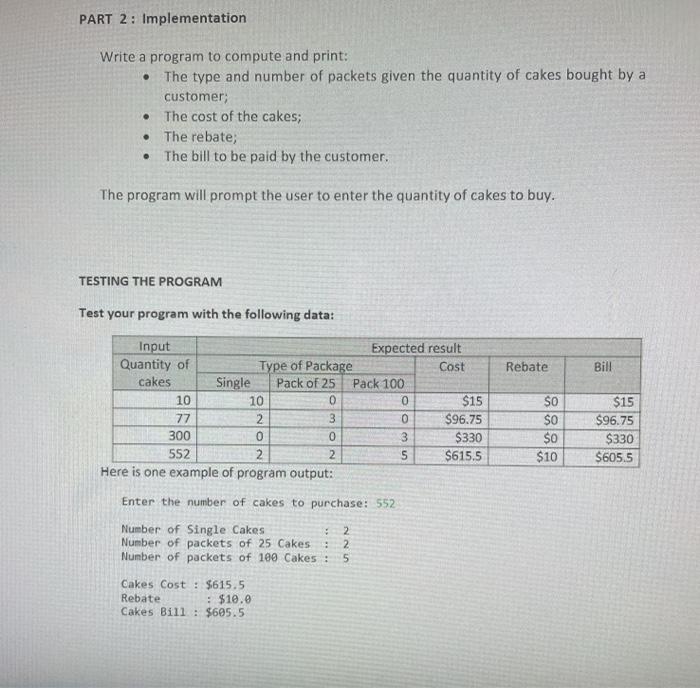 Solved PART 2: Implementation Write a program to compute and | Chegg.com
