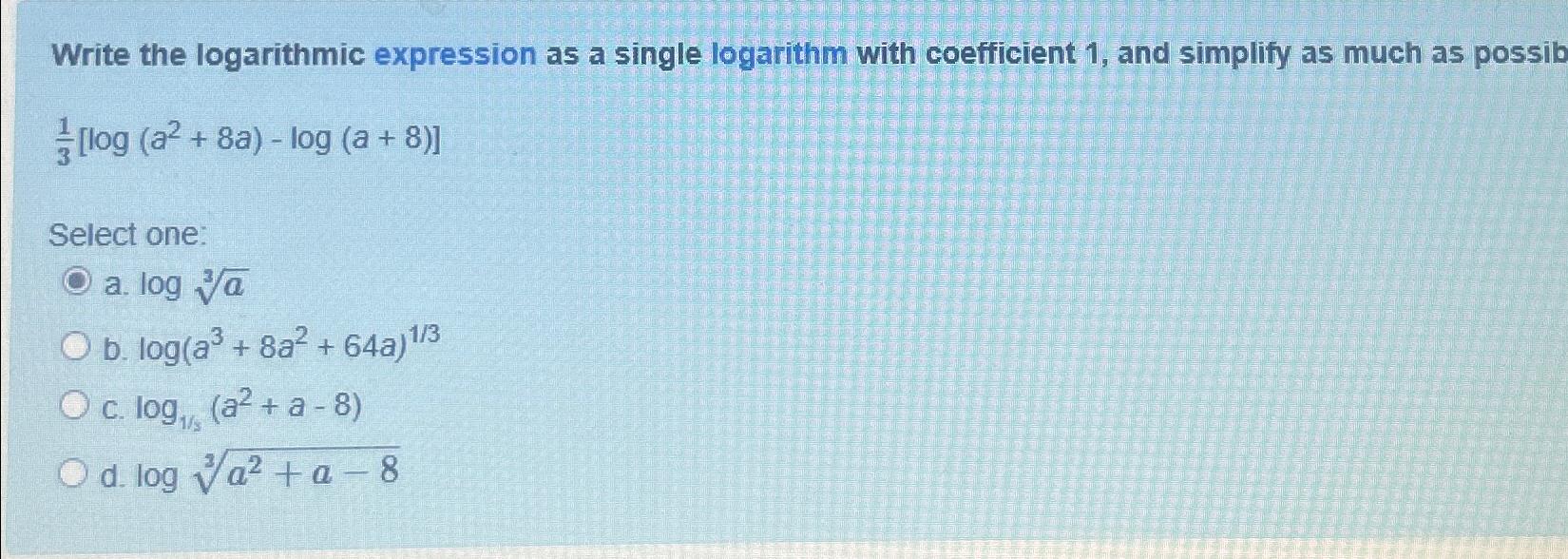 Solved Write the logarithmic expression as a single | Chegg.com