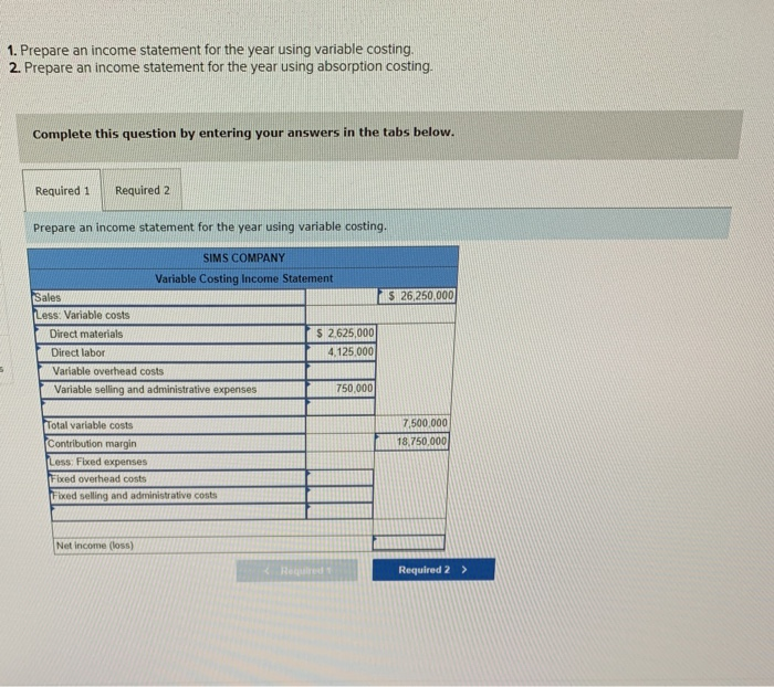 Solved 1 Prepare An Income Statement For The Year Using 5289