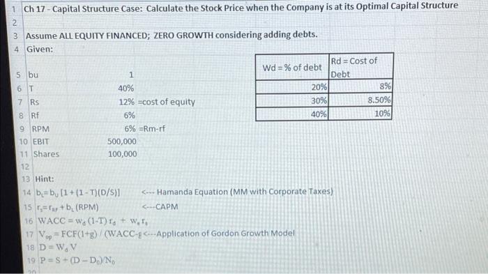 Solved 6 T 1 Ch 17 - Capital Structure Case: Calculate the | Chegg.com
