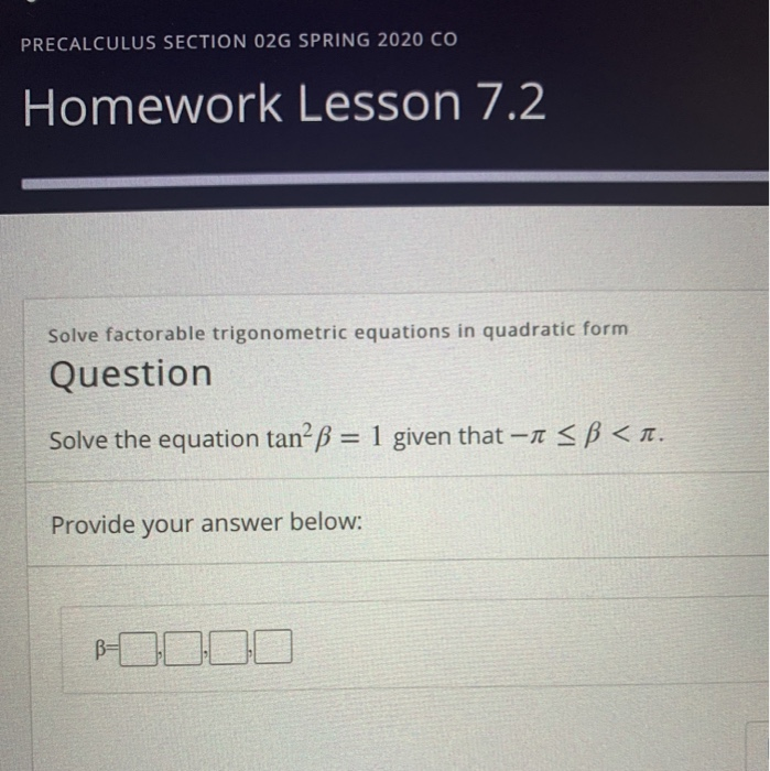 Solved PRECALCULUS SECTION O2G SPRING 2020 co Homework | Chegg.com