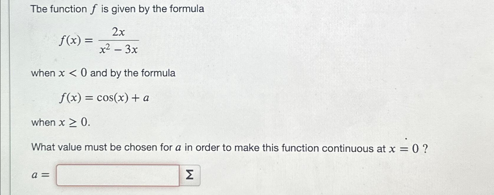 Solved The function f ﻿is given by the | Chegg.com