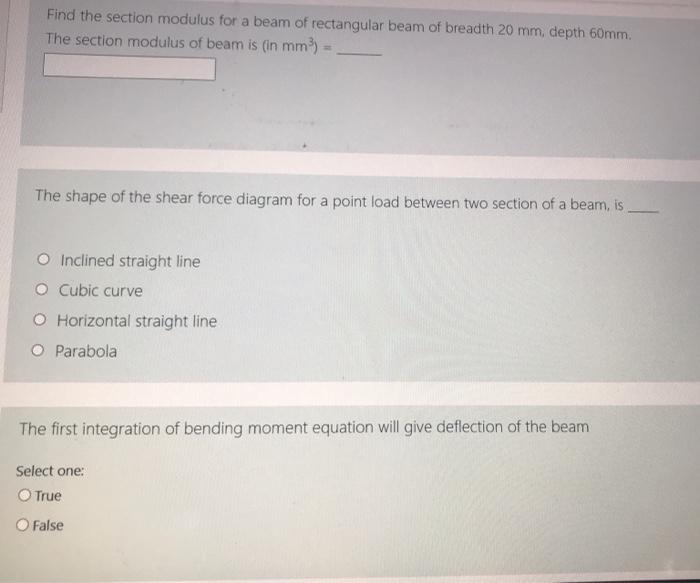 Solved Find the section modulus for a beam of rectangular | Chegg.com
