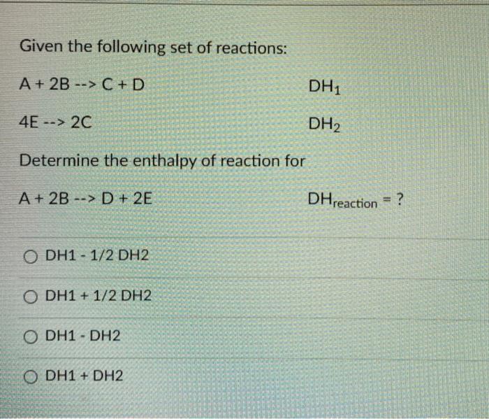 Solved Given the following set of reactions: A + 2B --> C + | Chegg.com
