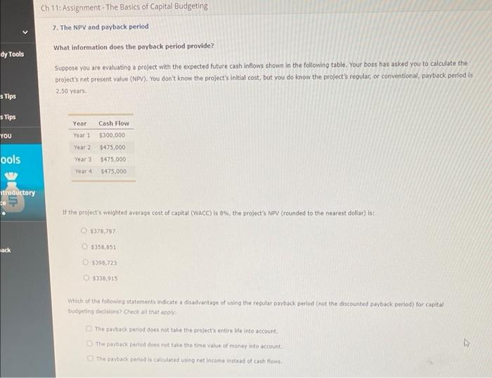 Solved Ch 11: Assignment - The Basics of Capital Budgeting | Chegg.com
