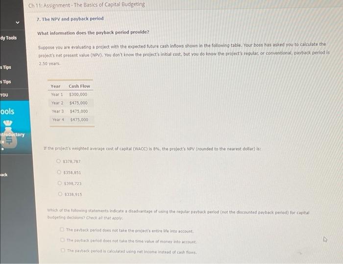 Solved Ch 11: Assignment - The Basics Of Capital Budgeting | Chegg.com