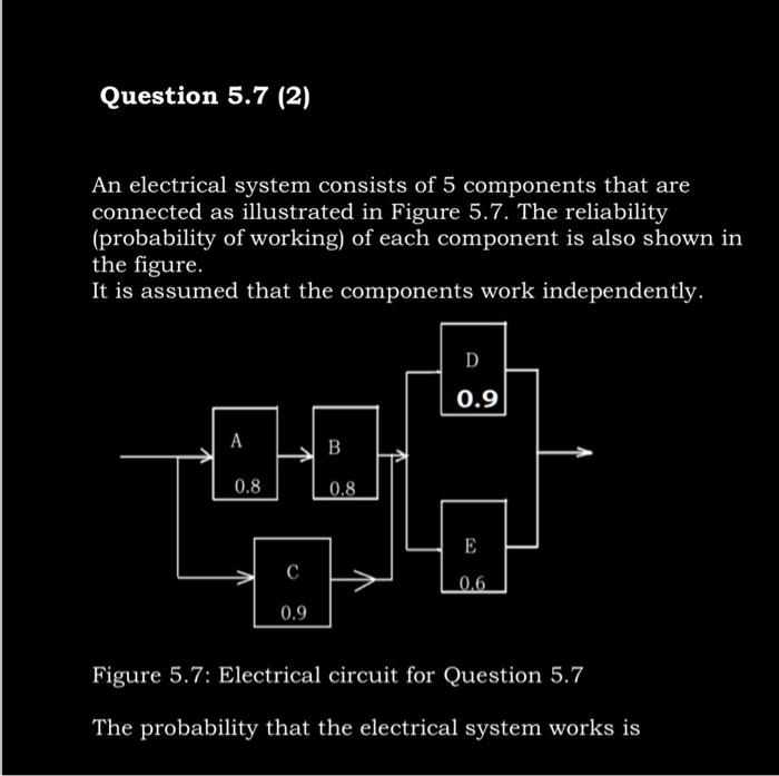 Solved An electrical system consists of 5 components that