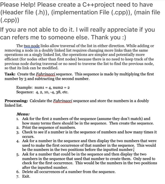 Solved Please Help! Please create a C++project need to have | Chegg.com