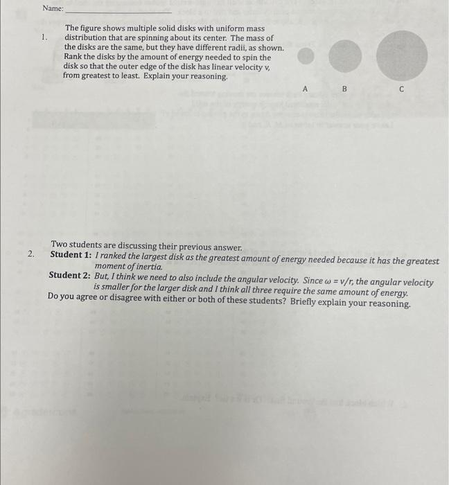 Solved The figure shows multiple solid disks with uniform | Chegg.com
