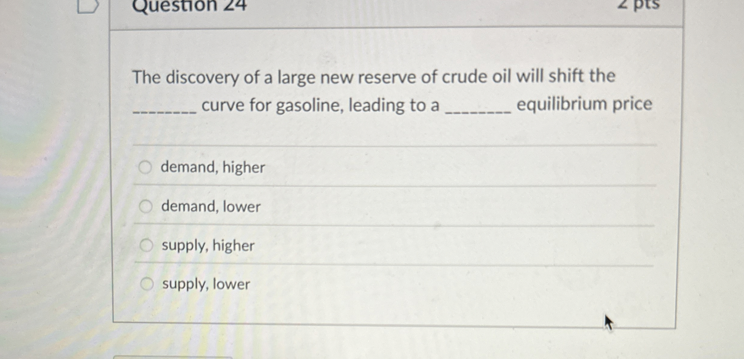 Solved The discovery of a large new reserve of crude oil