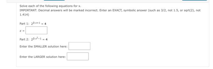 Solved Solve Each Of The Following Equations For X. | Chegg.com