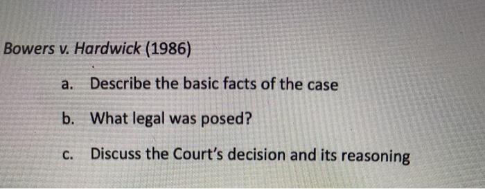 Bowers v hardwick case brief best sale