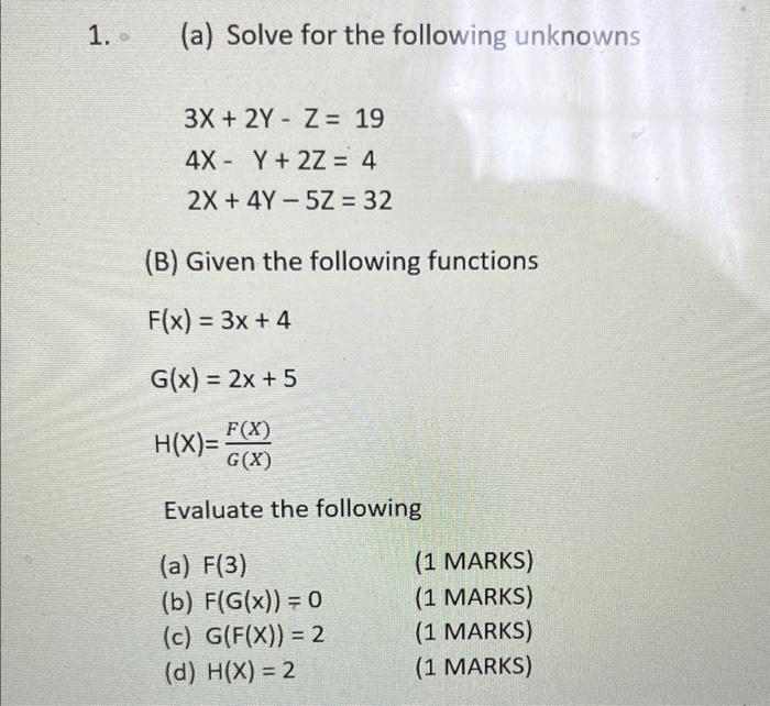 Solved (a) Solve for the following unknowns | Chegg.com