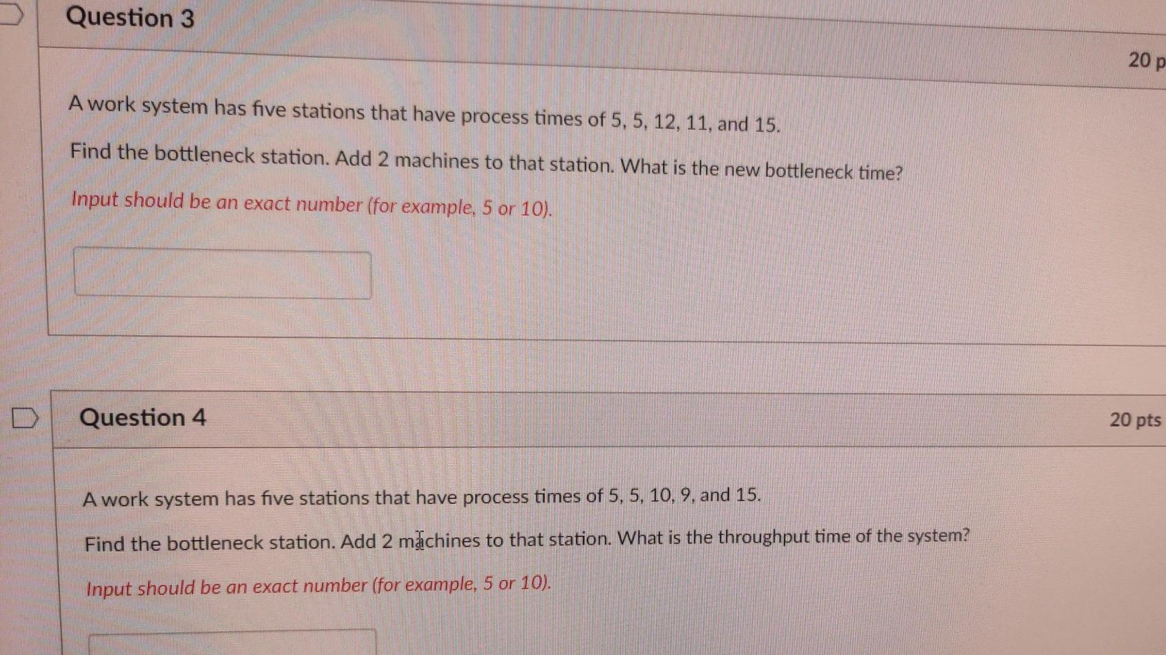 Solved Question 3 20 p A work system has five stations that | Chegg.com