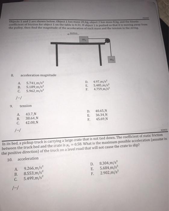 Solved Objects 1 and 2 are shown below. Object 1 has mass | Chegg.com