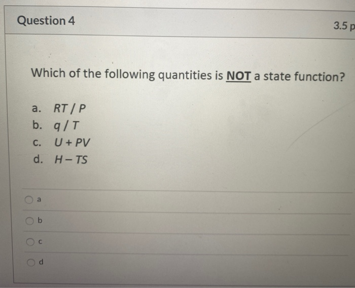 Solved Question 4 3.5 p Which of the following quantities is | Chegg.com
