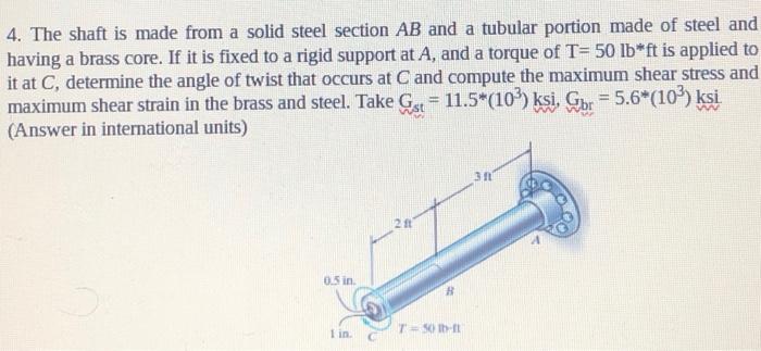 Solved 4. The shaft is made from a solid steel section AB | Chegg.com
