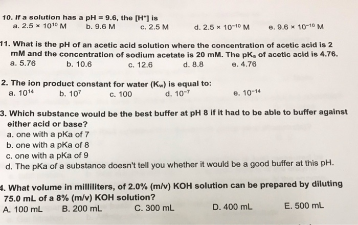 a solution with a ph of 6 has